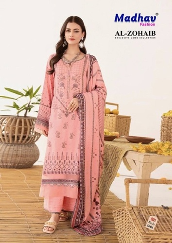 Madhav Al Zohaib - Heavy Lawn Cotton Dress Material | Top: 2.40 Mtrs, Bottom: 2.00 Mtrs, Dupatta: 2.25 Mtrs in Elegant Design