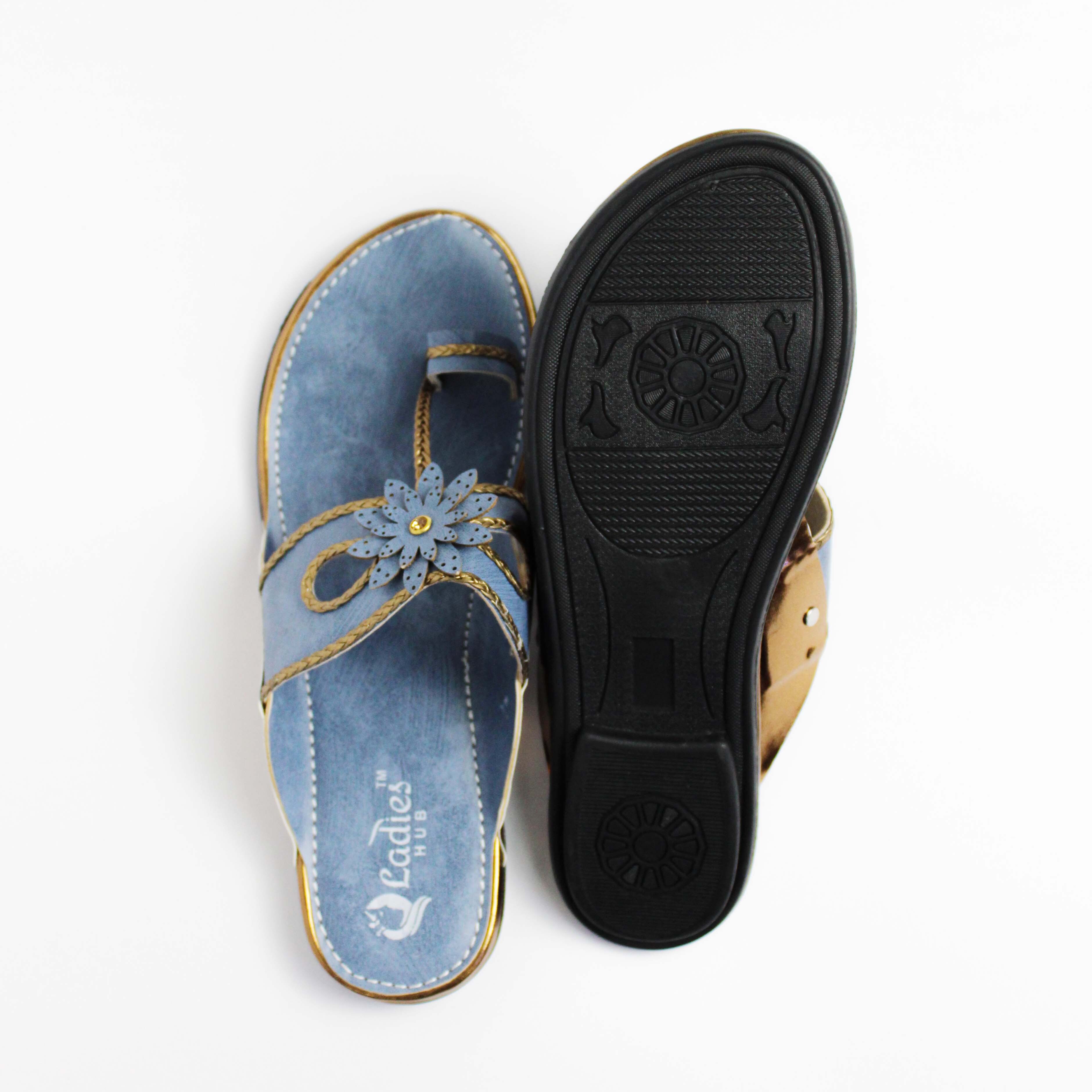 Kolhapuri Flat Chappal Sandals - High-quality Material, Size 37-42 | Stylish Embroidered Toe Ring Design, Slip-on Comfort For Women And Girls