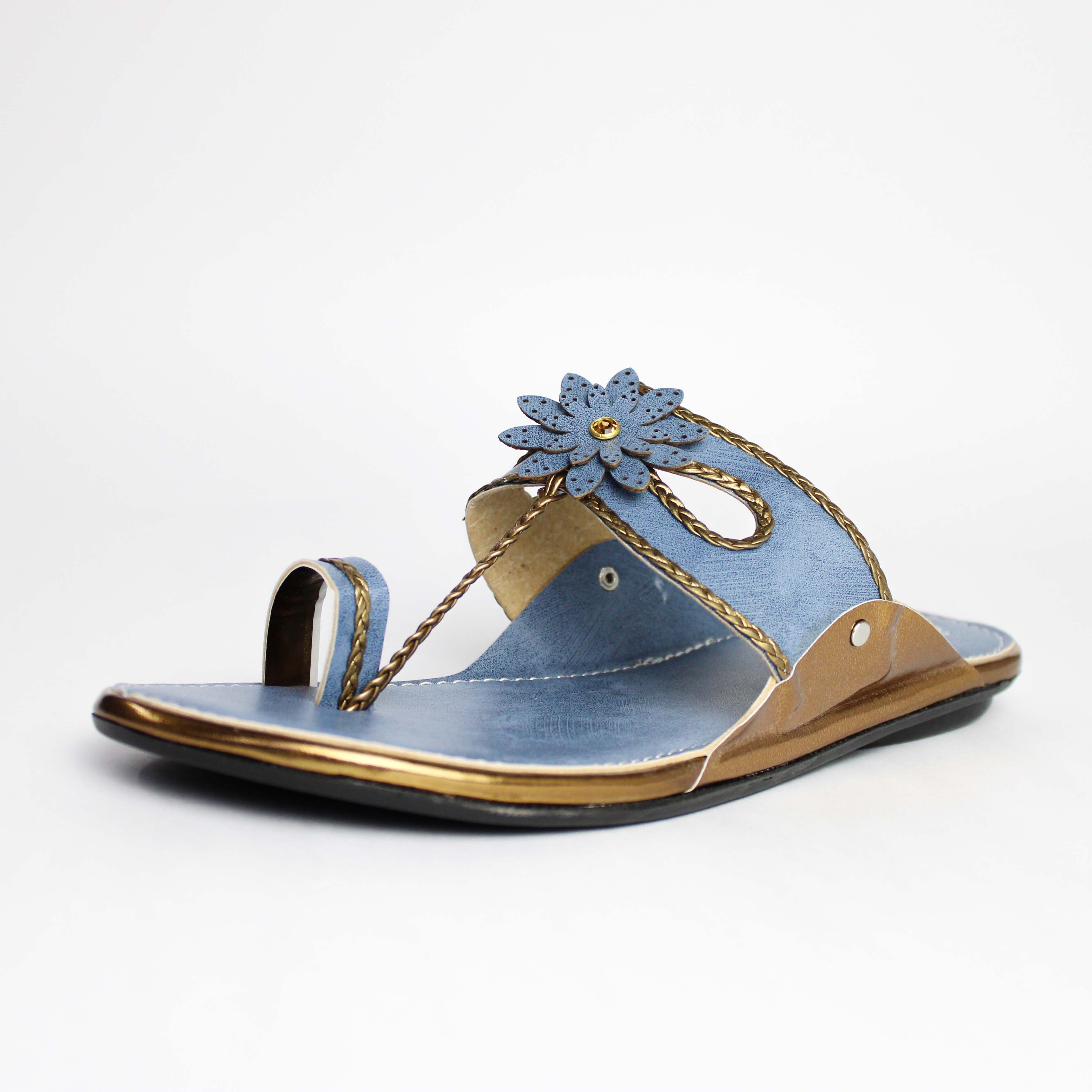 Kolhapuri Flat Chappal Sandals - High-quality Material, Size 37-42 | Stylish Embroidered Toe Ring Design, Slip-on Comfort For Women And Girls