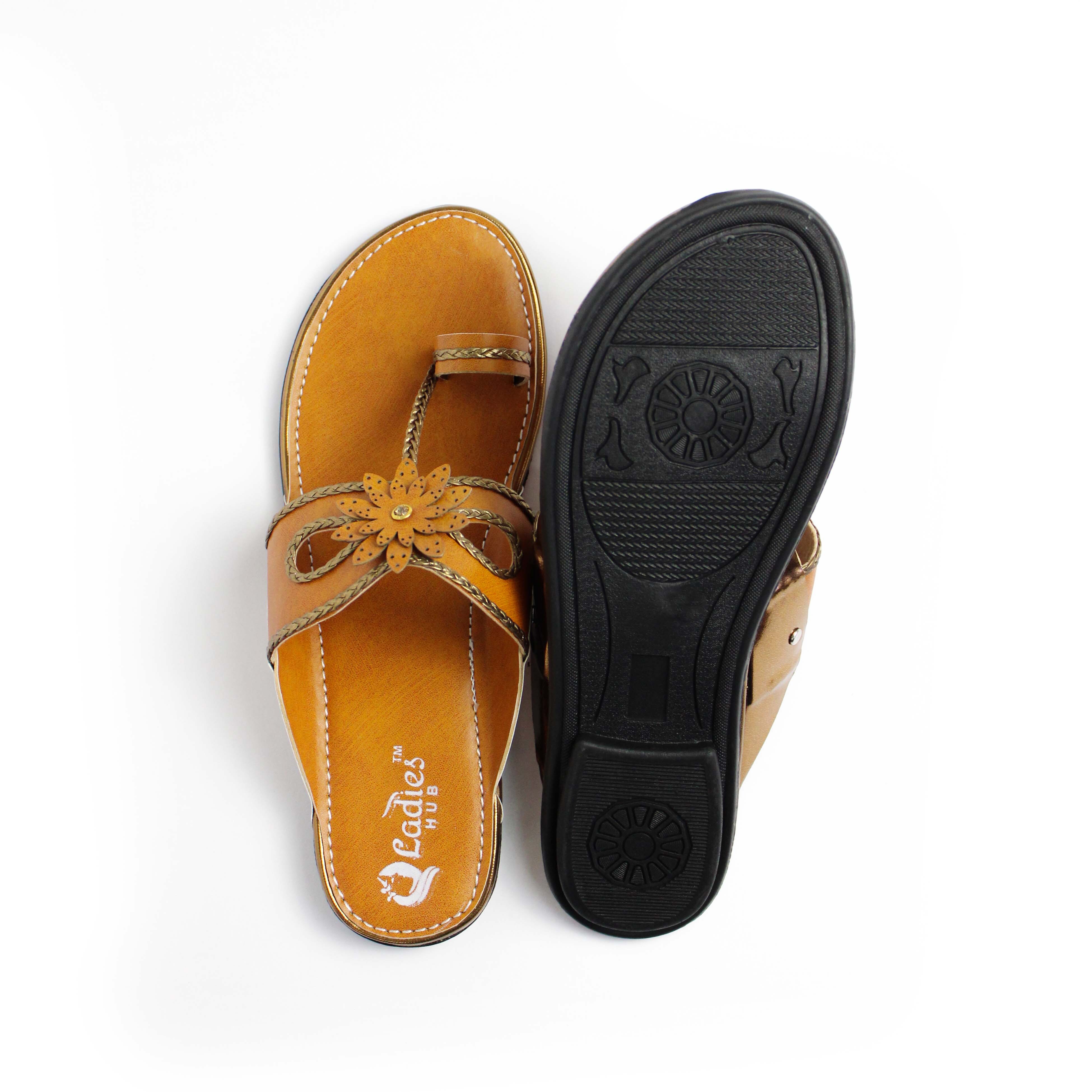 Kolhapuri Flat Chappal Sandals - Tpr Sole, Available Sizes 37-42 | Handmade Embroidery Upper Design For Women And Girls, Slip-on Style