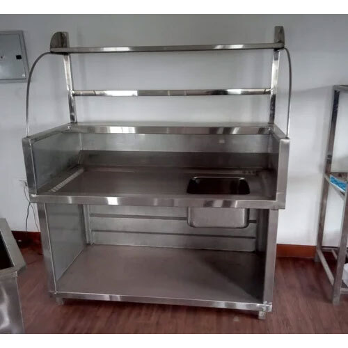 स्टेनलेस स्टील जूस डिस्प्ले काउंटर विद सिंक