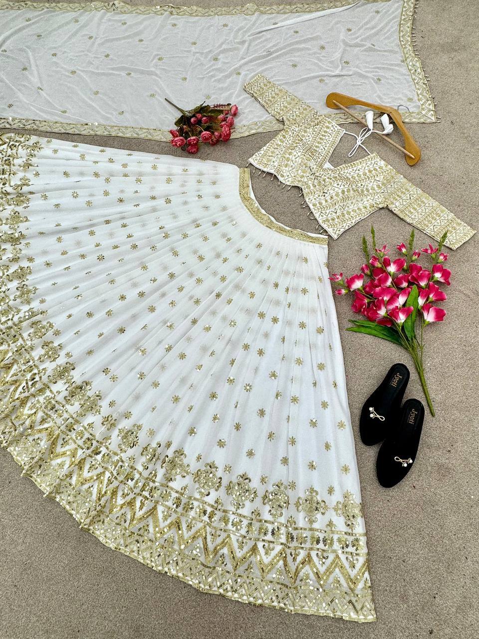 Wedding Lehenga - Decoration Material: Sequins