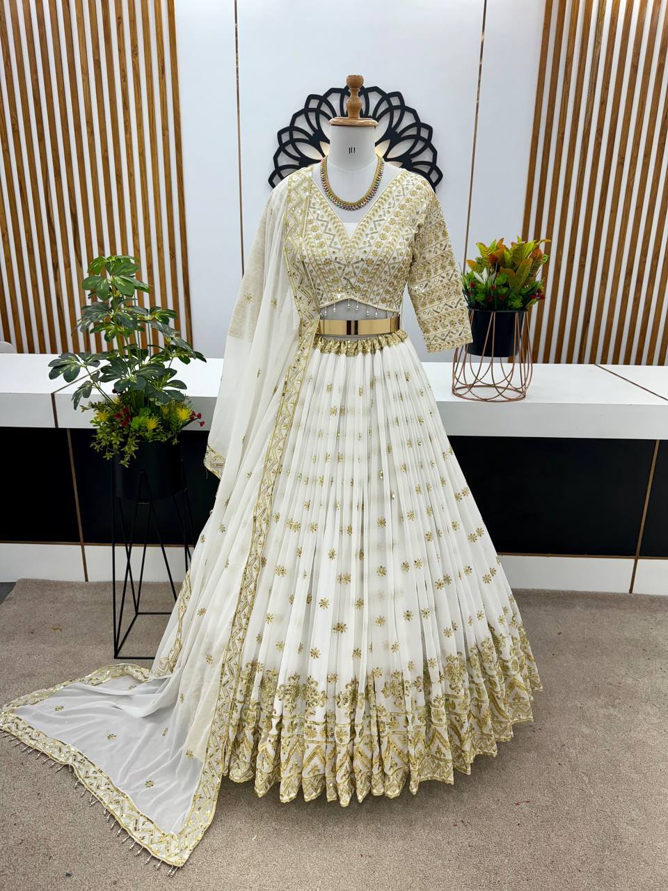 Wedding Lehenga - Decoration Material: Sequins