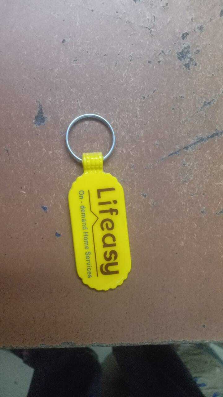 Abs Plastic Keychain - Abs Plastic, 50x30 Mm, Brown, Rectangular Shape, Metal Ring Attachment | Ideal For Promotional Use And Customer Giveaways