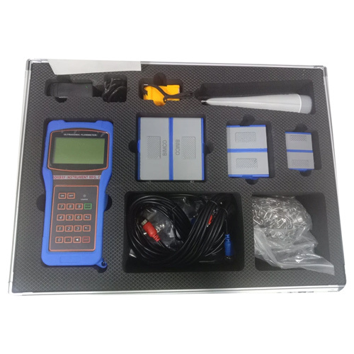 Clamp On Ultrasonic Flow Meter - Plastic Body, Sizes 15mm to 6000mm, Color: Blue, Digital Display, Battery Operated, IP68 Weatherproof, Accuracy +/-1%