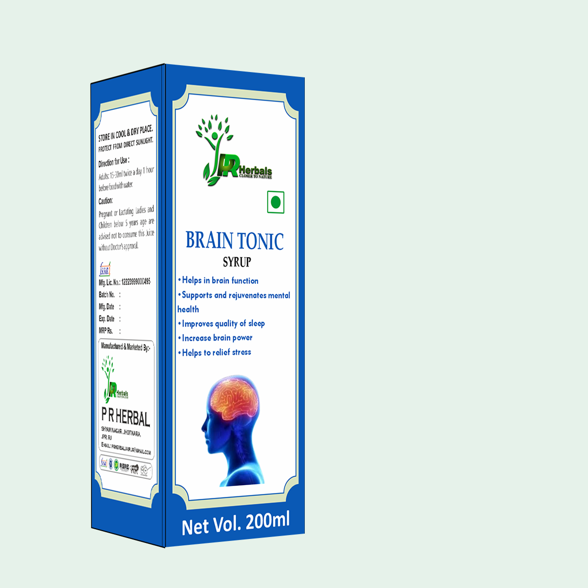 Brain Tonic Syrup - Herbal Blend For Enhanced Cognitive Function | Supports Memory, Focus, Stress Reduction, And Overall Brain Health