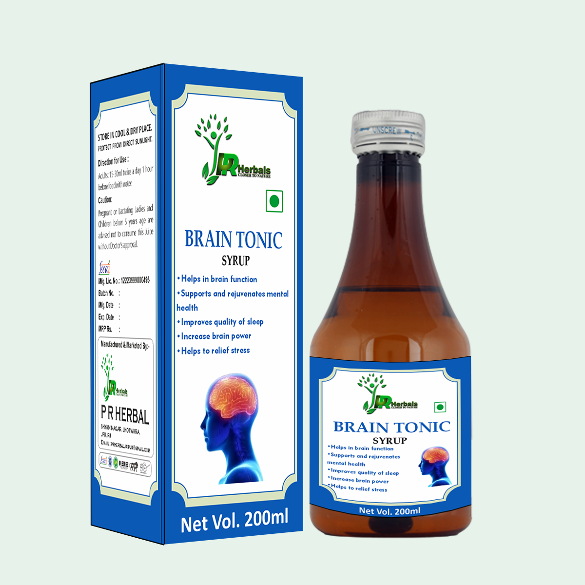 Brain Tonic Syrup - Herbal Blend For Enhanced Cognitive Function | Supports Memory, Focus, Stress Reduction, And Overall Brain Health