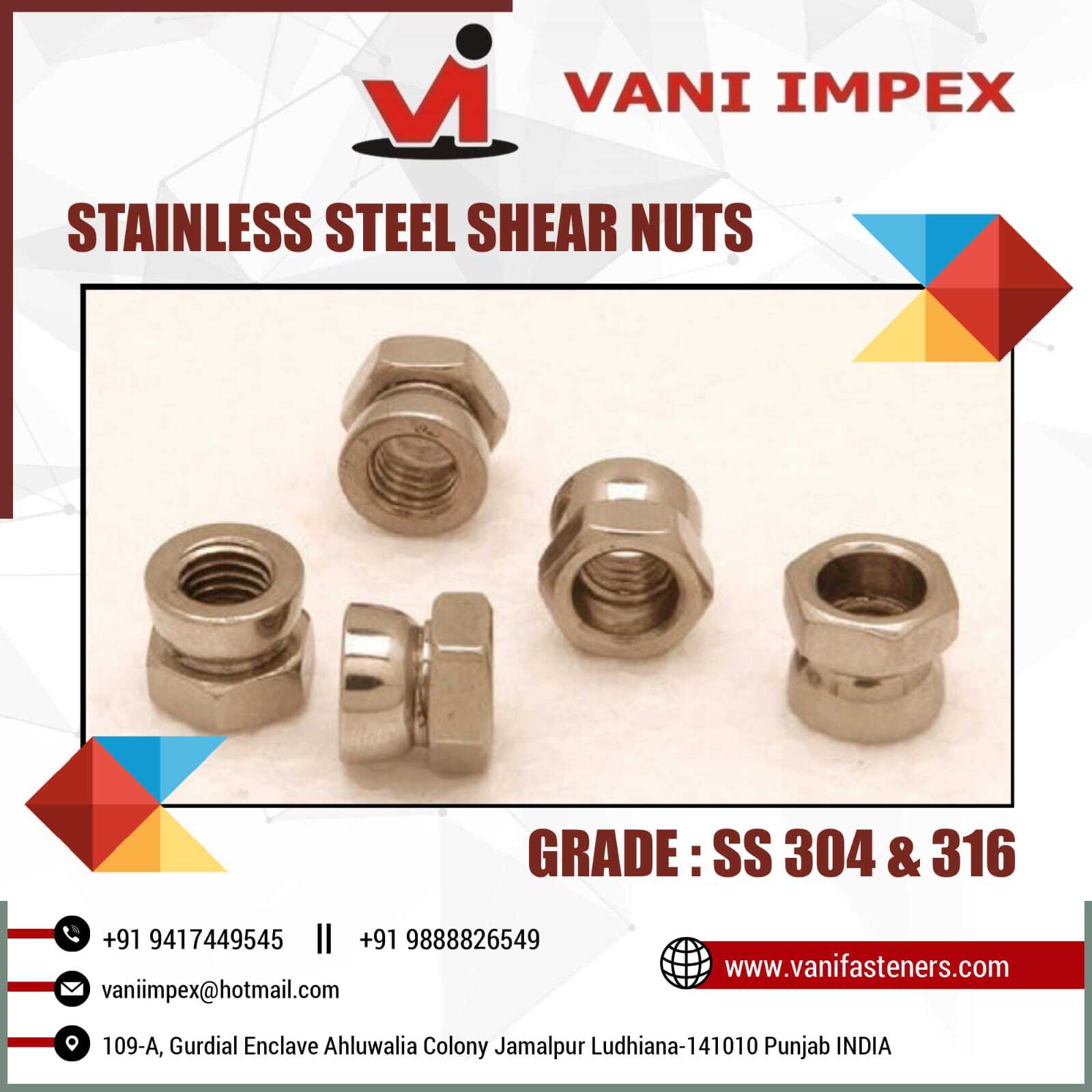 Ss 304 Anti-theft Nuts/shear Nut - Stainless Steel, Size M6, M8, M10, M12 | Applications For Solar Panels, Transformers, Hydraulic Valves, Wind Mills