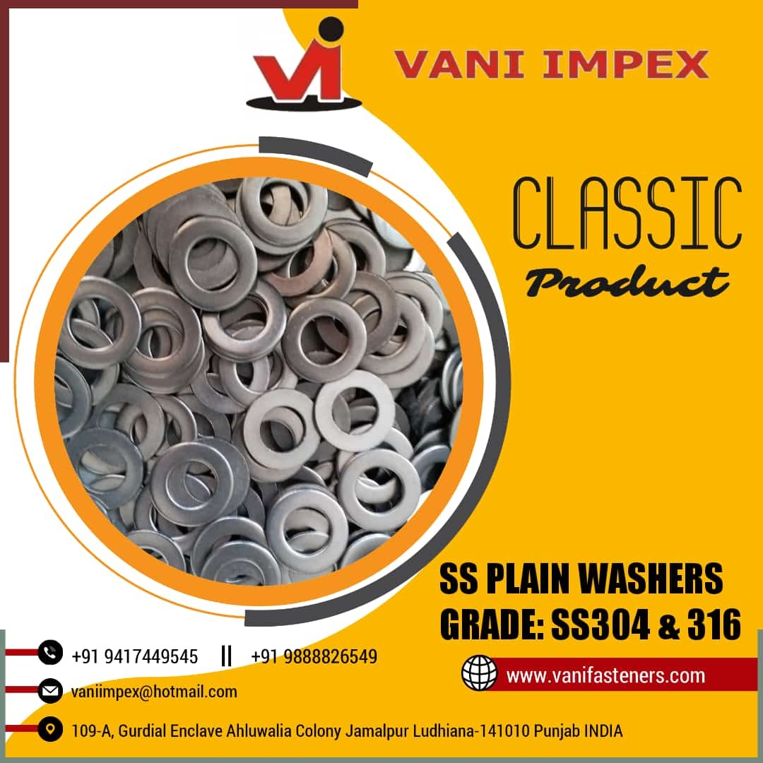 Ss 304 Plain Washer - Stainless Steel, Sizes M2 To M36, Grades Ss 202, Ss 304, Ss 316 | Non-corrosive, High Stress Bearing, Perfect Gripping Action