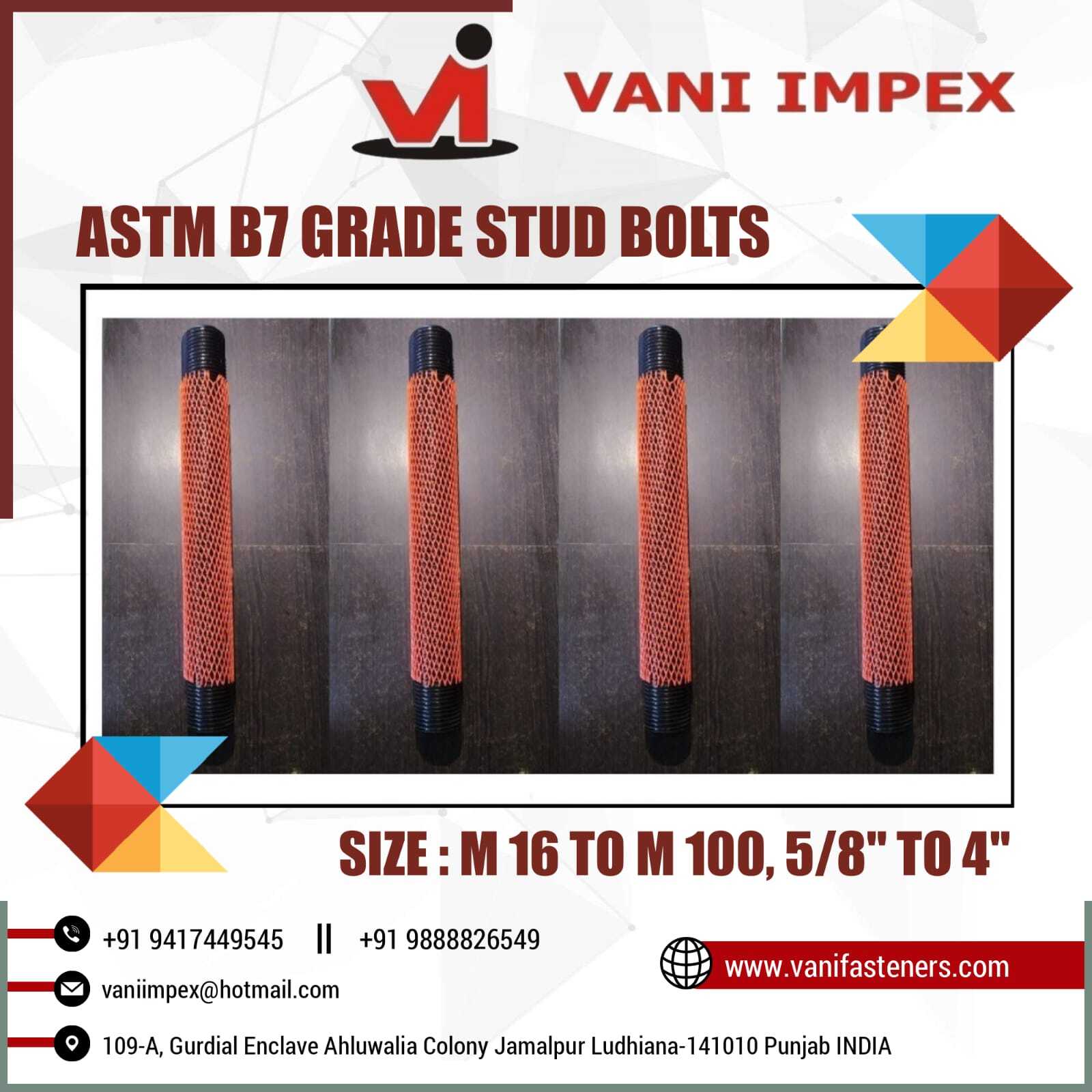 B7 Stud - High Tensile Steel, Compatible With 2h Nuts | Precision Engineering, Corrosion Resistant