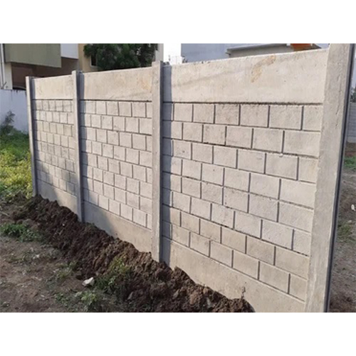 Concrete Boundary Wall - RCC/Concrete Material, Panel Size 2100x300x50MM, Available in Grey, Brown, White | High-Quality Polished Finish, Modular Design