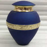 Engraving Blue Color With Beautiful Cremation Brass Urn