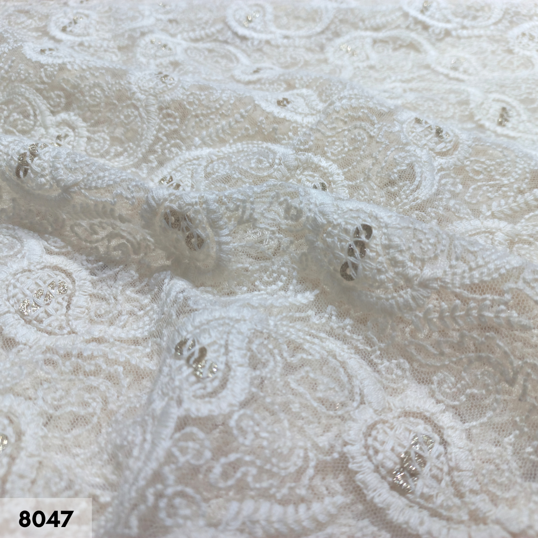 Designer Cotton Thread Allover Net Embroidery Fabric - 44 Inch Width, Multicolor, Machine Embroidered Pattern For Back, Bags, Blouses, Sarees, And More