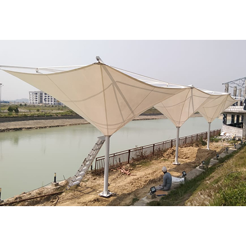 Umbrella Tensile Structure - High-Quality Tensile Fabric, Customizable Dimensions, Classic White Color | Durable Shade Solution for Villas, Warehouses, Hotels, and Homes