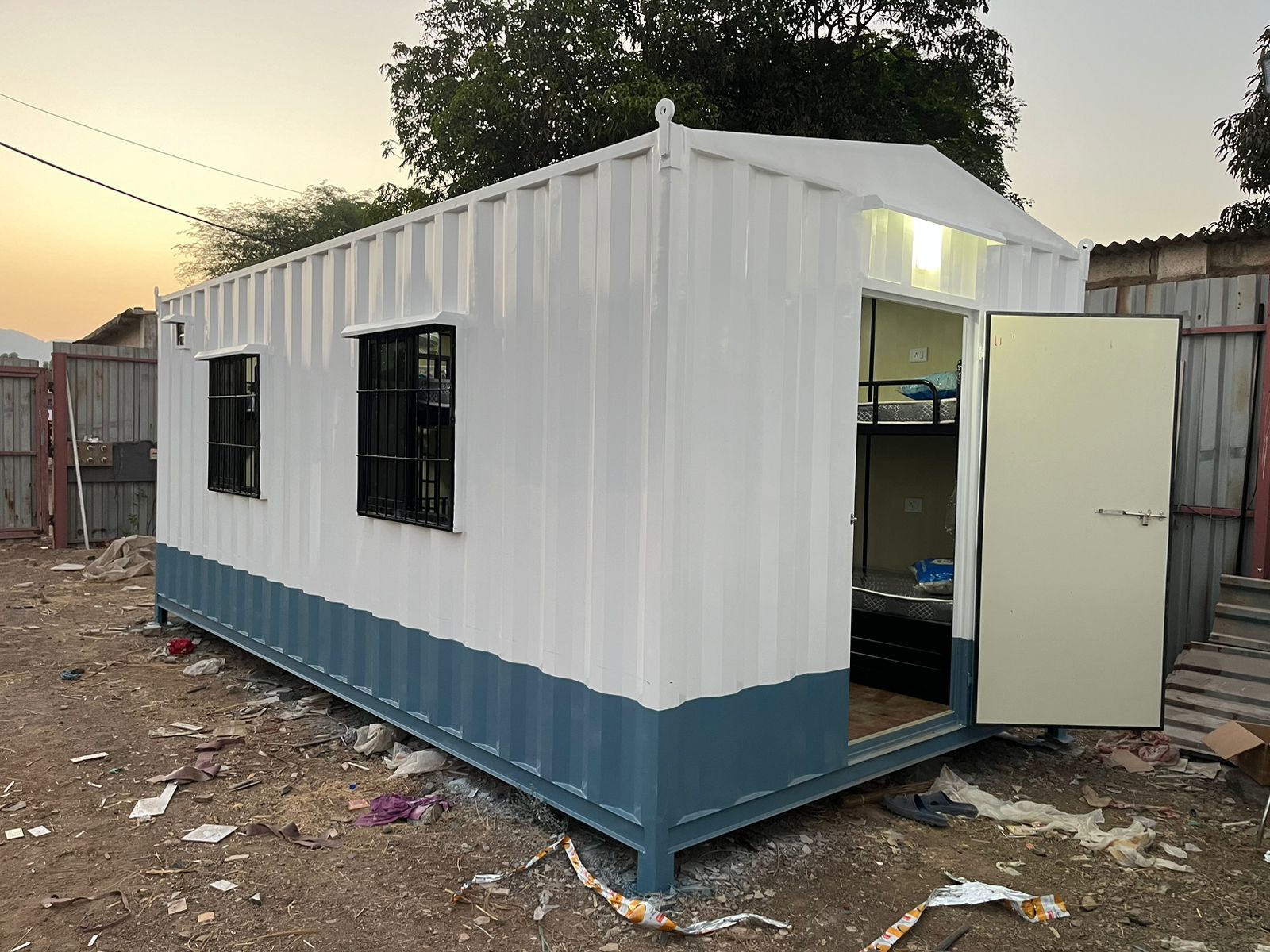 White 40x10 Portable Bunk Labour Colony