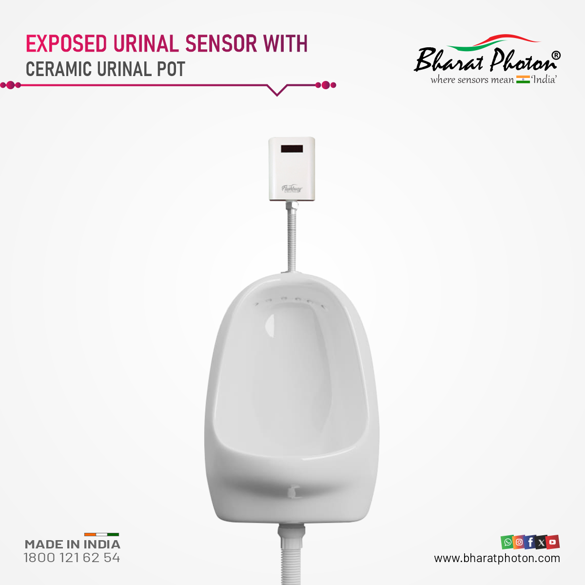 Urinal Flusher With Ceramic Urinal Pot Combo Fb Bharat Photon - Color: White