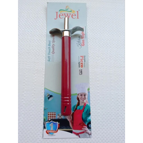 Colour Kitchen Gas Lighter - Red, 12 cm | High-Quality Metal, Unique Light Dispersion Effect
