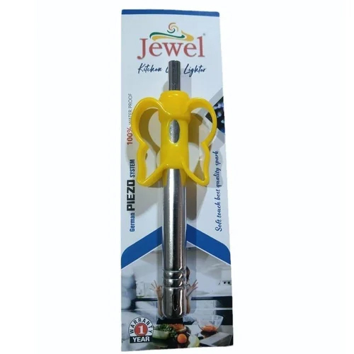 BUTTERFLY KITCHEN GAS LIGHTER - Stainless Steel, 12cm Size, Yellow Color | Spark-Based Ignition, Ergonomic Grip, Rust-Resistant Design