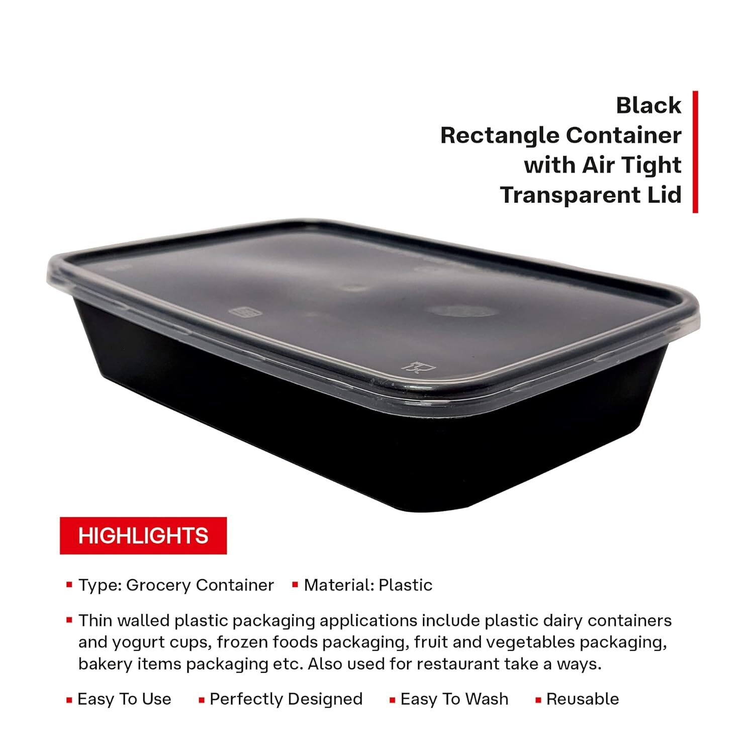 500ml Plastic Rectangle Box - Food-grade Bpa-free Plastic , Air-tight Spill-proof Lids, Microwave & Freezer Safe, Easy To Clean