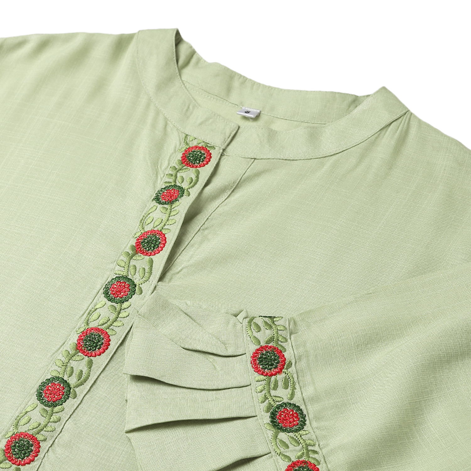 Women Straight Kurti - Viscose Rayon Size S To Xxl Green Color With Handworked Embroidery Ideal For Casual Formal Party Wear