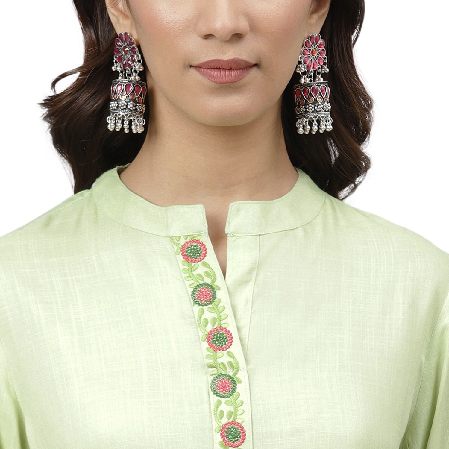 Women Straight Kurti - Viscose Rayon Size S To Xxl Green Color With Handworked Embroidery Ideal For Casual Formal Party Wear