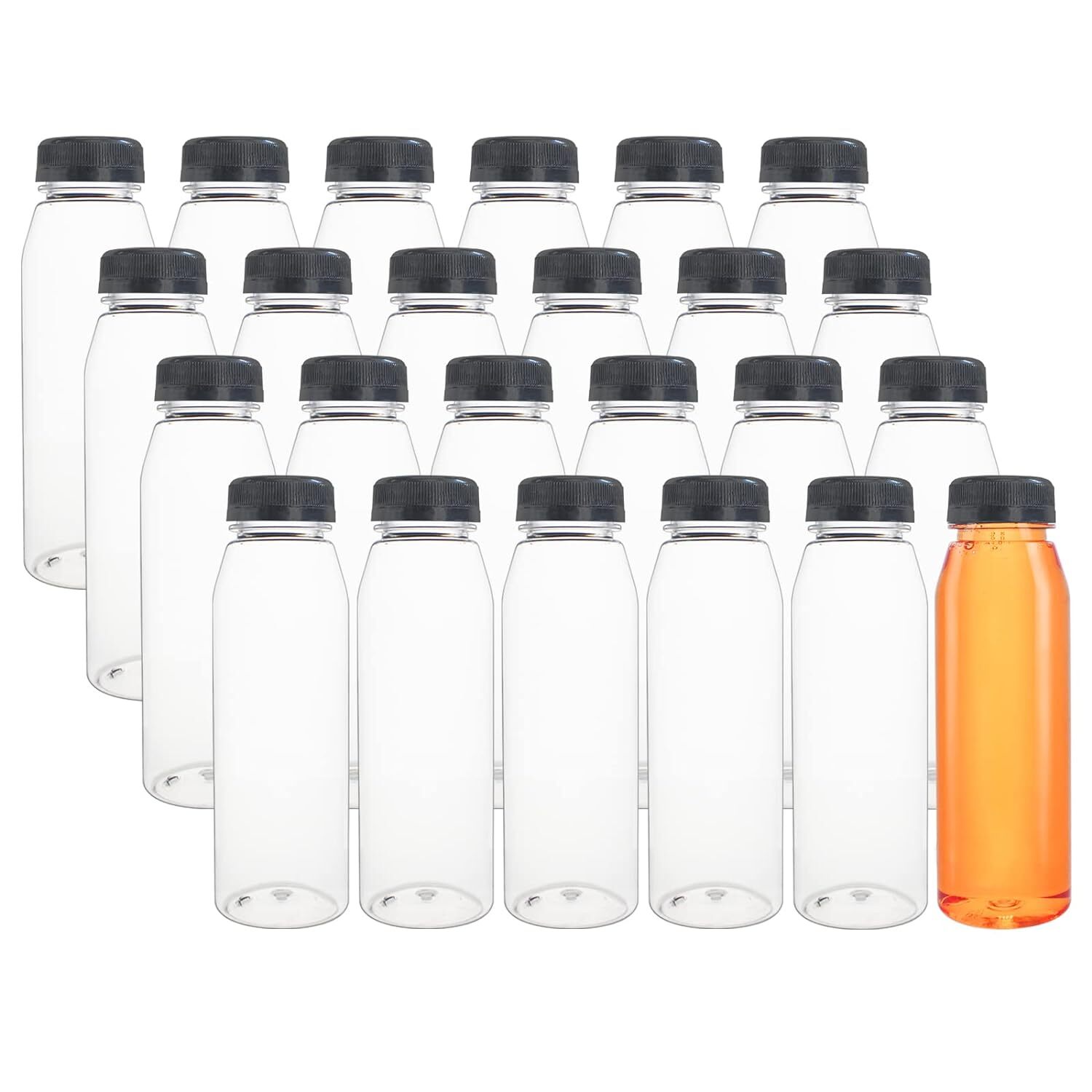 250ml Pet Bottle - Bpa-free Plastic, Transparent, Leak-proof & Tamper-evident Black Lid | Airtight Seal For Fresh Juice Storage