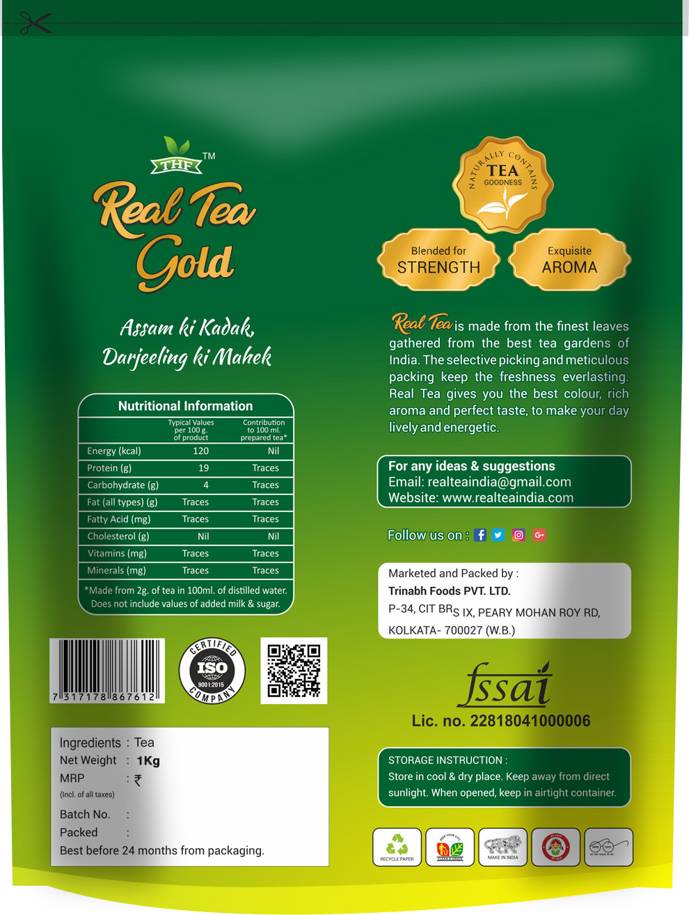 Gold Tea - 1 Kg Solid Extract, Fresh Black Tea With Antioxidants | No Added Sugar, Health Tea For Daily Enjoyment