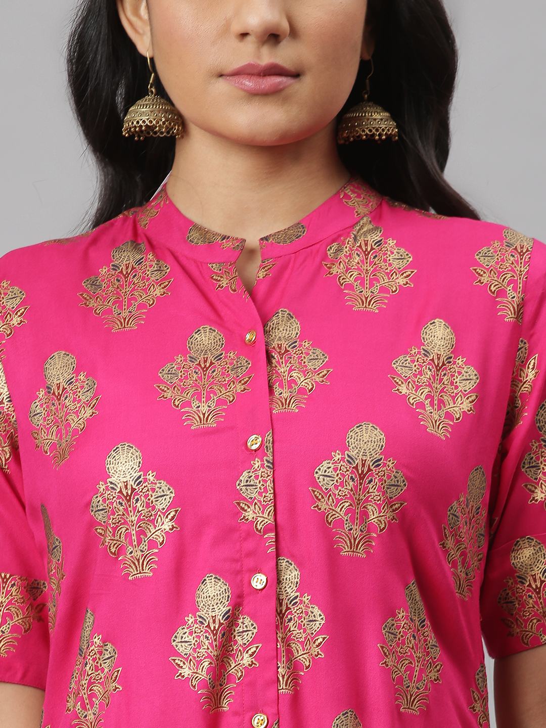Viscose Rayon A-line Kurta - Xl Size, Pink Color, 3-4th Sleeve | Ethnic Wear, Quick Dry, Washable, Embroidered Design