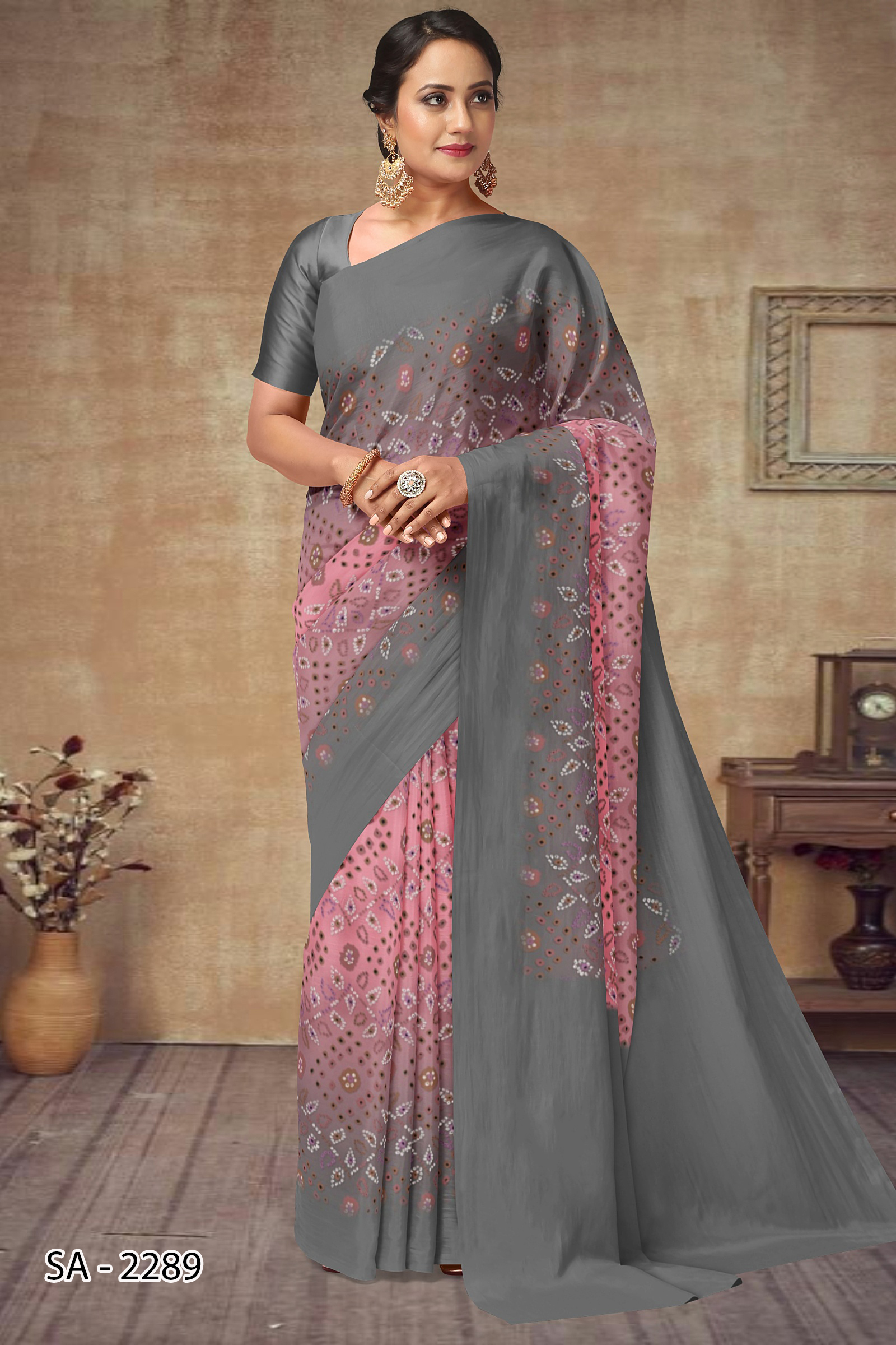 Ajrakh Printing Saree Service - Polyester Fabric, All Colors Available | Party Wear, Printed Ajrakh Design