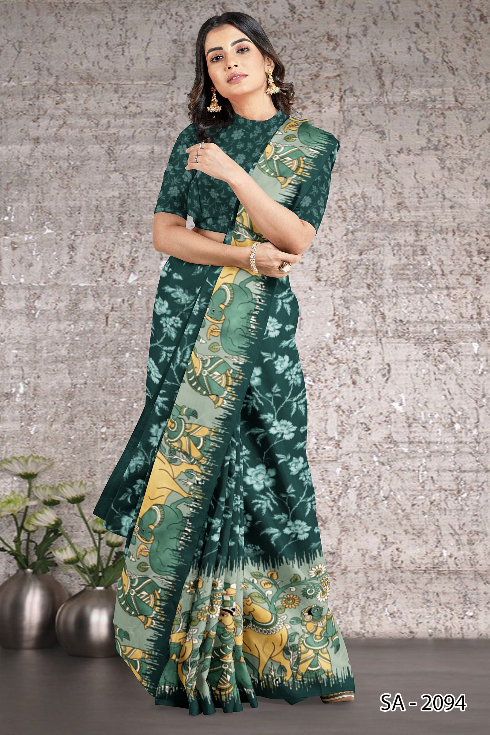 Ajrakh Printing Saree Service - Polyester Fabric, All Colors Available | Party Wear, Printed Ajrakh Design
