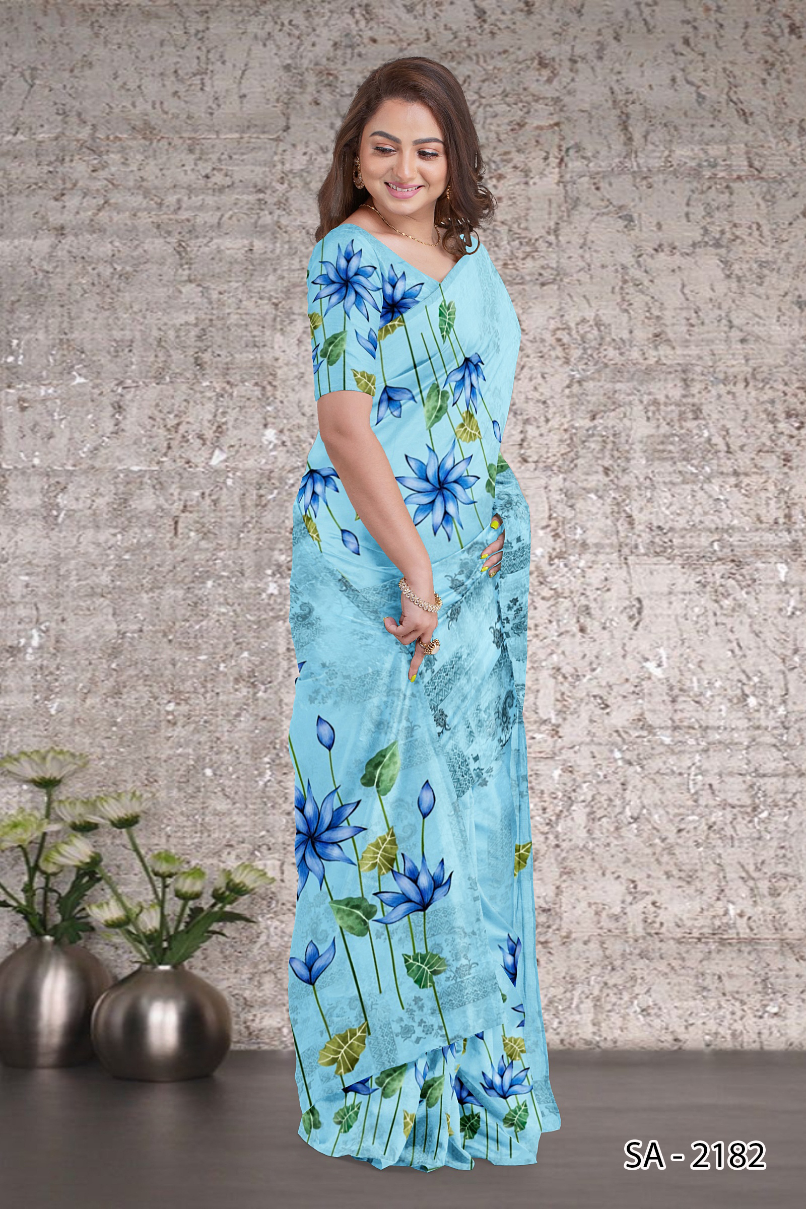 Ajrakh Printing Saree Service - Polyester Fabric, All Colors Available | Party Wear, Printed Ajrakh Design