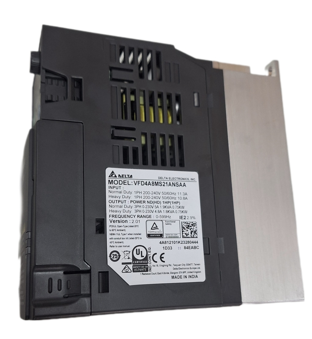 Delta Ms 300 1 Hp 220v Vfd4a8ms21ansaa - Input: 220v Single Phase, Output: 220v 3 Phase | Ideal For Industrial Applications