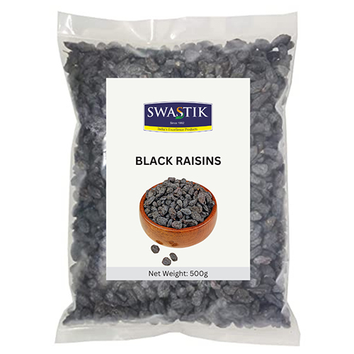 Black Raisins - 500g Pack | Organic, Food-Grade, Dried, Deep Black Color, Ideal for Snacking and Baking
