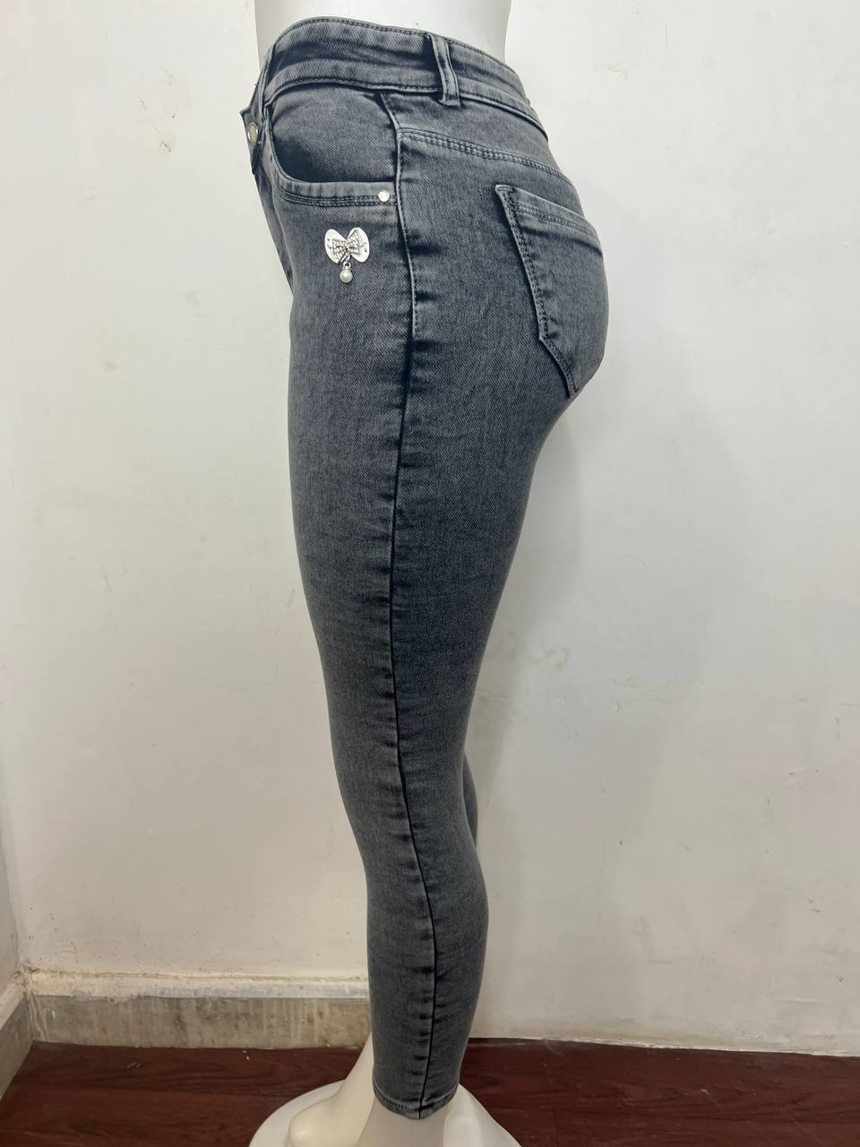 M Moddy Single Button Slim Fit Jeans - Cotton Blend, Available In Grey, Blue, Light Blue | Washable, Ideal For All Seasons