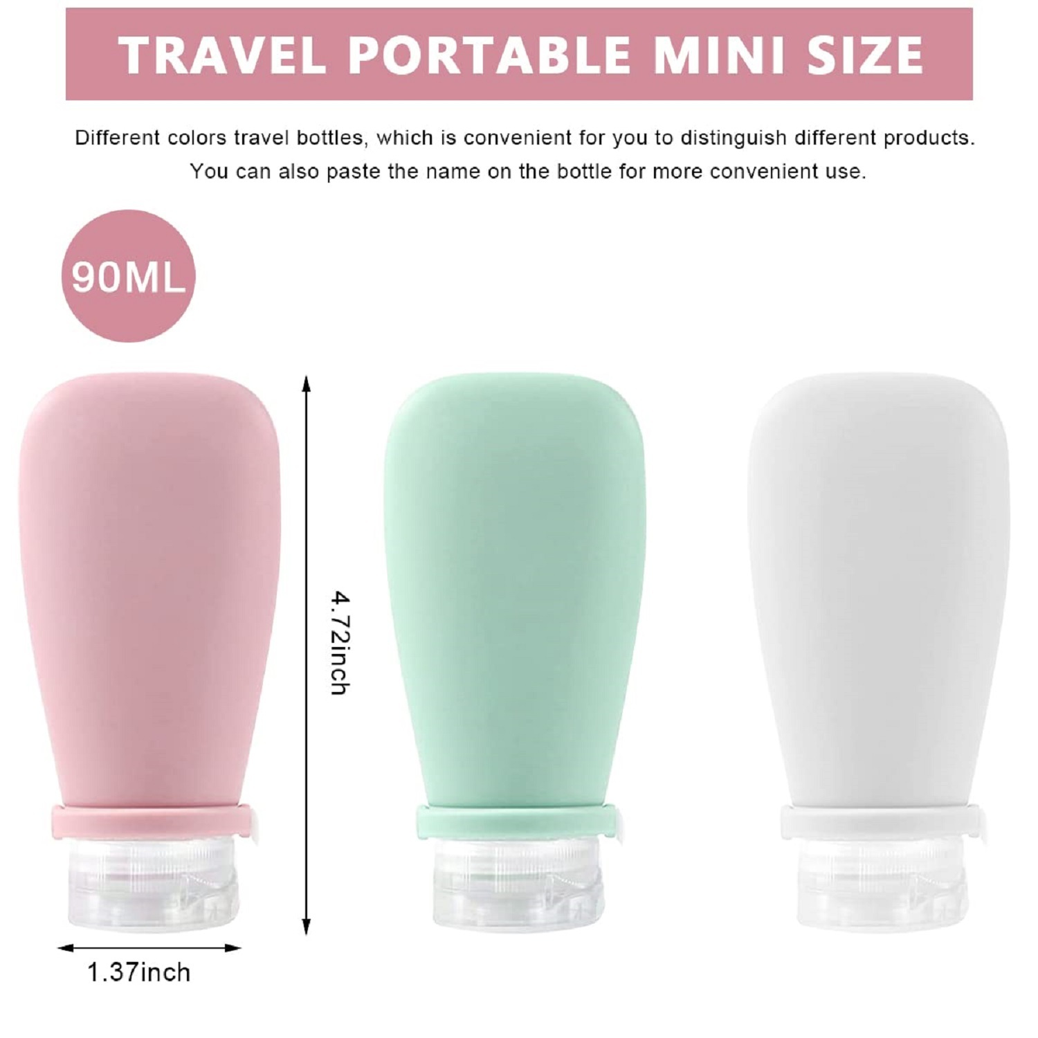 3pcs Travel Makeup Empty Silicone Bottle