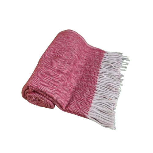 Berry Red Diamond Herringbone Pattern Tartan Woolen Blanket Age Group: Children