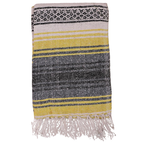 Light Yellow Falsa Woolen Blanket - Wool Material, Full Size, Multicolor Design | Stylish Stripe Pattern For Cozy Living And Warmth