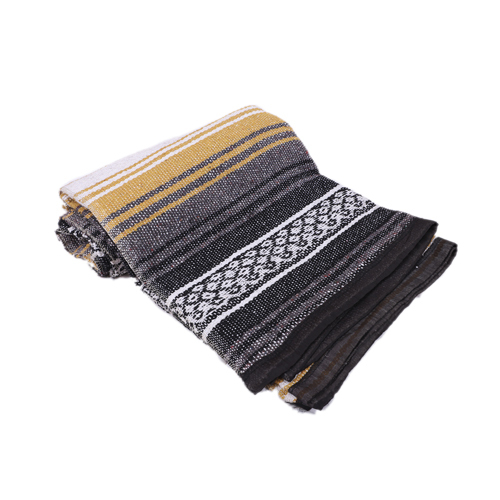 Mustard Falsa Woolen Blanket - Wool, Full Size, Multicolor | Cozy Stripe Pattern For Adults, Stylish And Versatile Home Essential