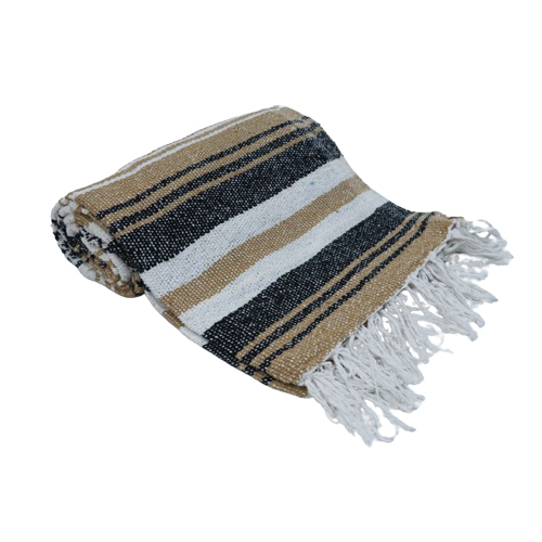 Natural Falsa Woolen Blanket - Wool Material, Full Size, Multicolor Striped Pattern | Cozy Design For Adults, Ideal For Home Use