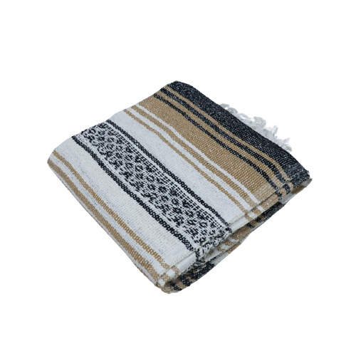 Natural Falsa Woolen Blanket - Wool Material, Full Size, Multicolor Striped Pattern | Cozy Design For Adults, Ideal For Home Use