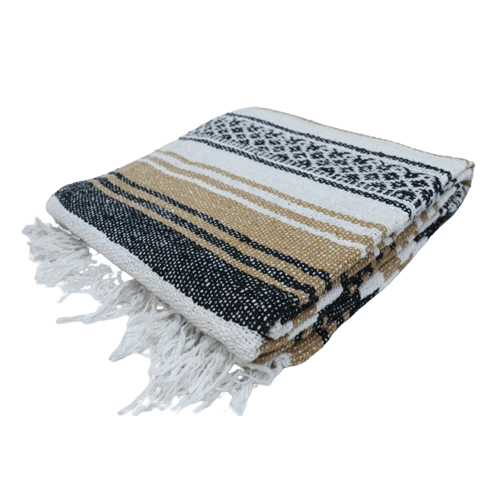 Natural Falsa Woolen Blanket - Wool Material, Full Size, Multicolor Striped Pattern | Cozy Design For Adults, Ideal For Home Use