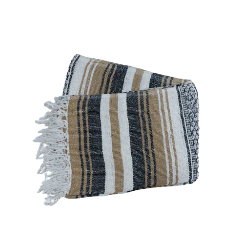 Natural Falsa Woolen Blanket - Wool Material, Full Size, Multicolor Striped Pattern | Cozy Design For Adults, Ideal For Home Use