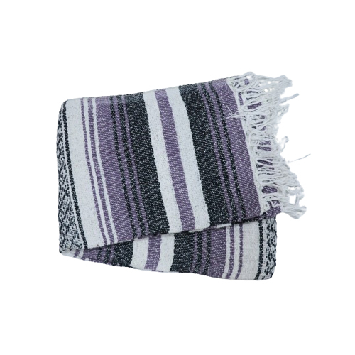 Purple Falsa Woolen Blanket - Wool Full Size | Multicolor Stripe Design For Cozy Comfort In Every Room