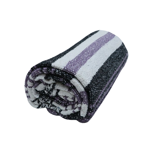 Purple Falsa Woolen Blanket - Wool Full Size | Multicolor Stripe Design For Cozy Comfort In Every Room