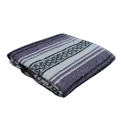 Purple Falsa Woolen Blanket - Wool Full Size | Multicolor Stripe Design For Cozy Comfort In Every Room