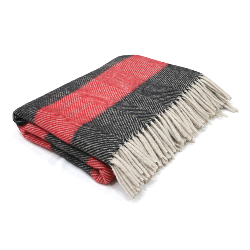 Herringbones Stripe Red And Blue Woolen Blanket Age Group: Adults