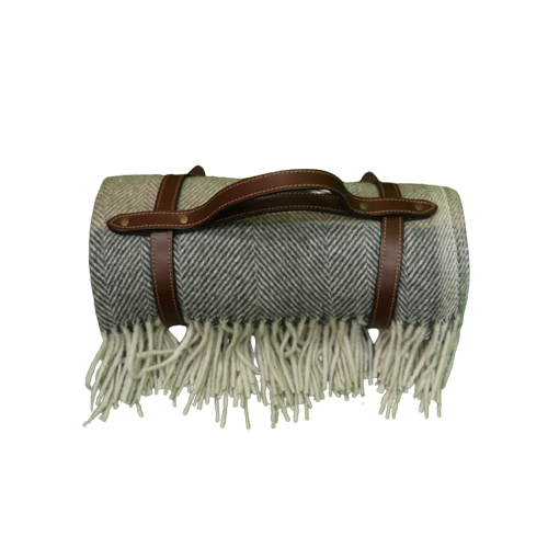 Striped Herringbones Brown Charcoal Woolen Blanket Age Group: Adults