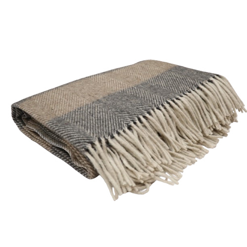 Striped Herringbones Brown Charcoal Woolen Blanket Age Group: Adults