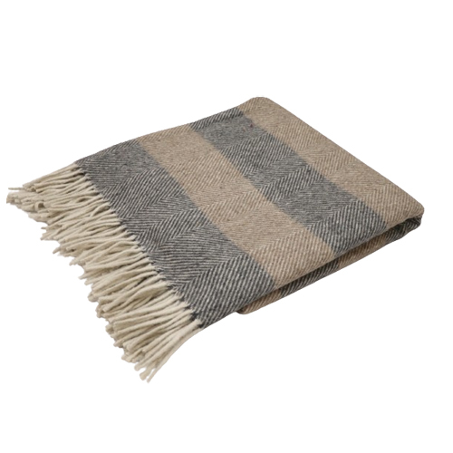 Striped Herringbones Brown Charcoal Woolen Blanket Age Group: Adults