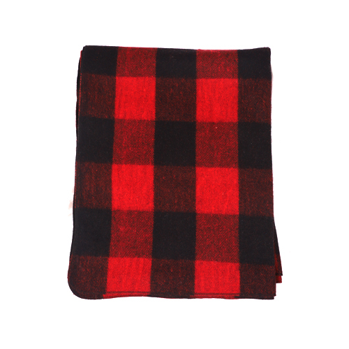 Checked Red And Black Military Woolen Blankets - Wool, Full Size, Red And Black Checked Pattern | Durable Design For Outdoor And Military Use